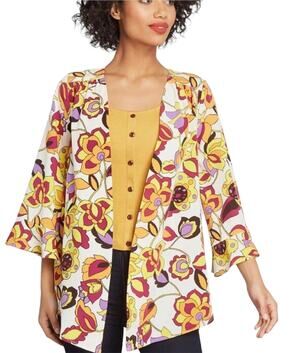 ModCloth Certainly Styled Floral Retro Cream Kimono